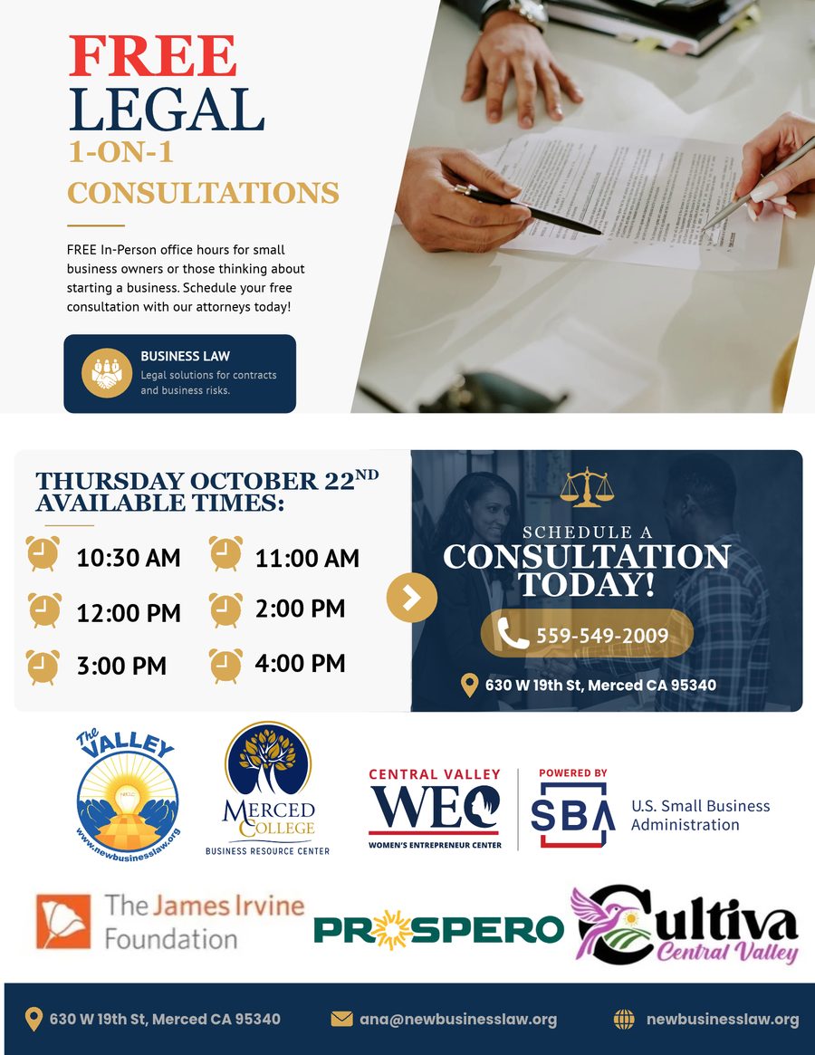 English flyer for 1-on-1 Consultations with Attorneys